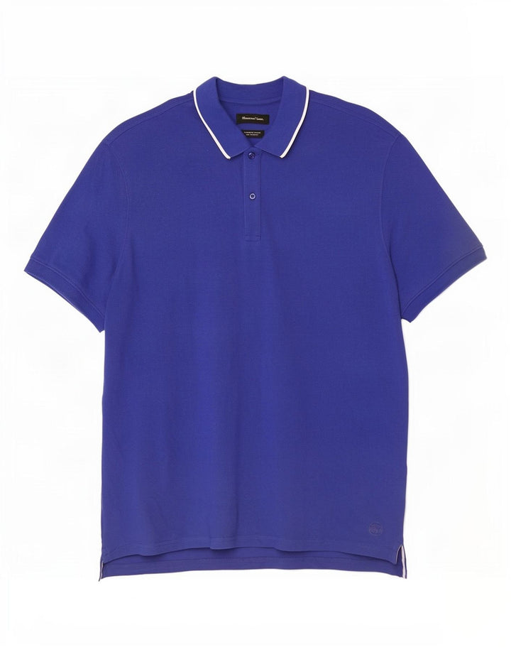 Tricou polo Massimo Dutti pentru bărbați, bumbac albastru 2XL