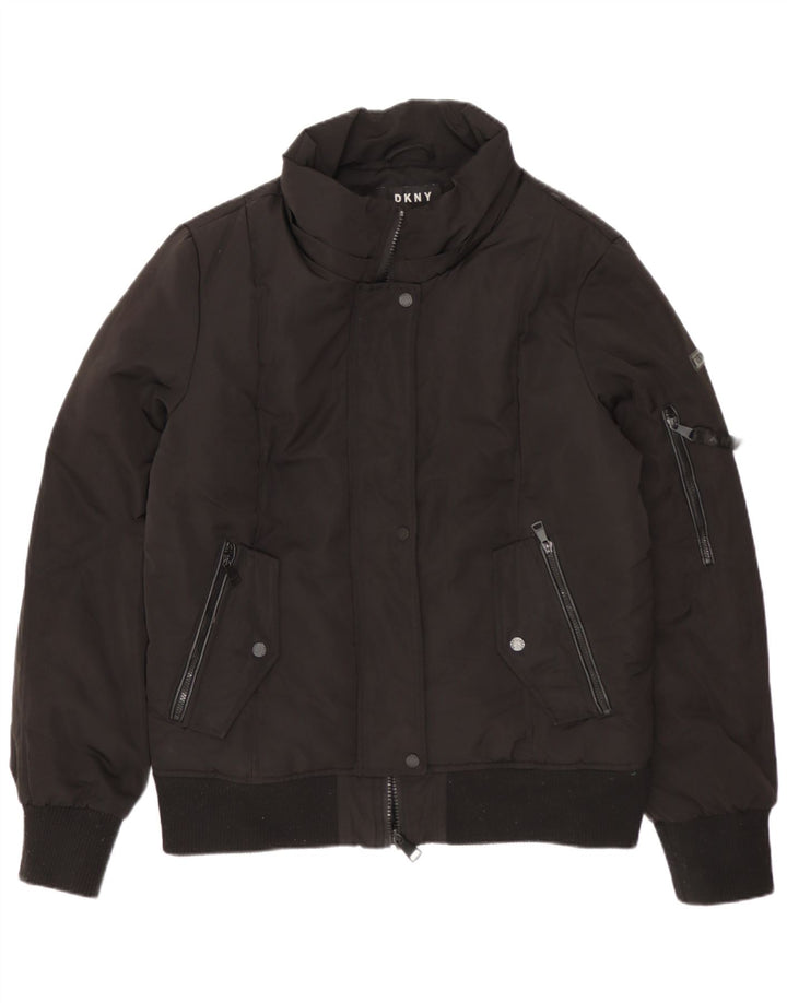 Dkny Bomber Jacket pentru femei UK 14 Poliester mediu negru