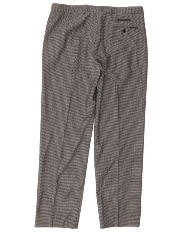 Pantaloni de costum pentru bărbați Marks & Spencer, cu tăiere obișnuită, L36 L29, poliester cu carouri gri