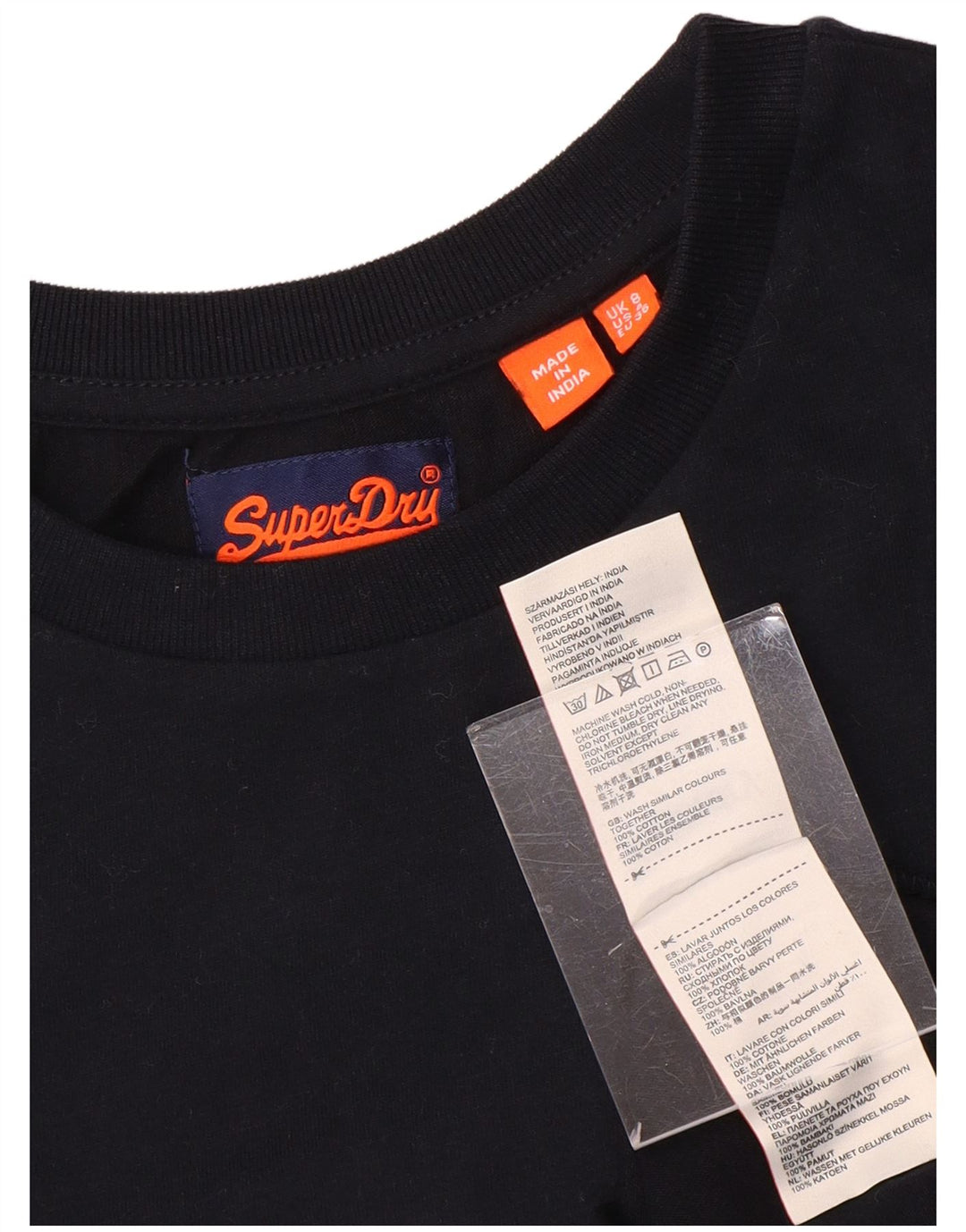 SUPERDRY Tricou pentru femei Top UK 8 Small Black Bumbac