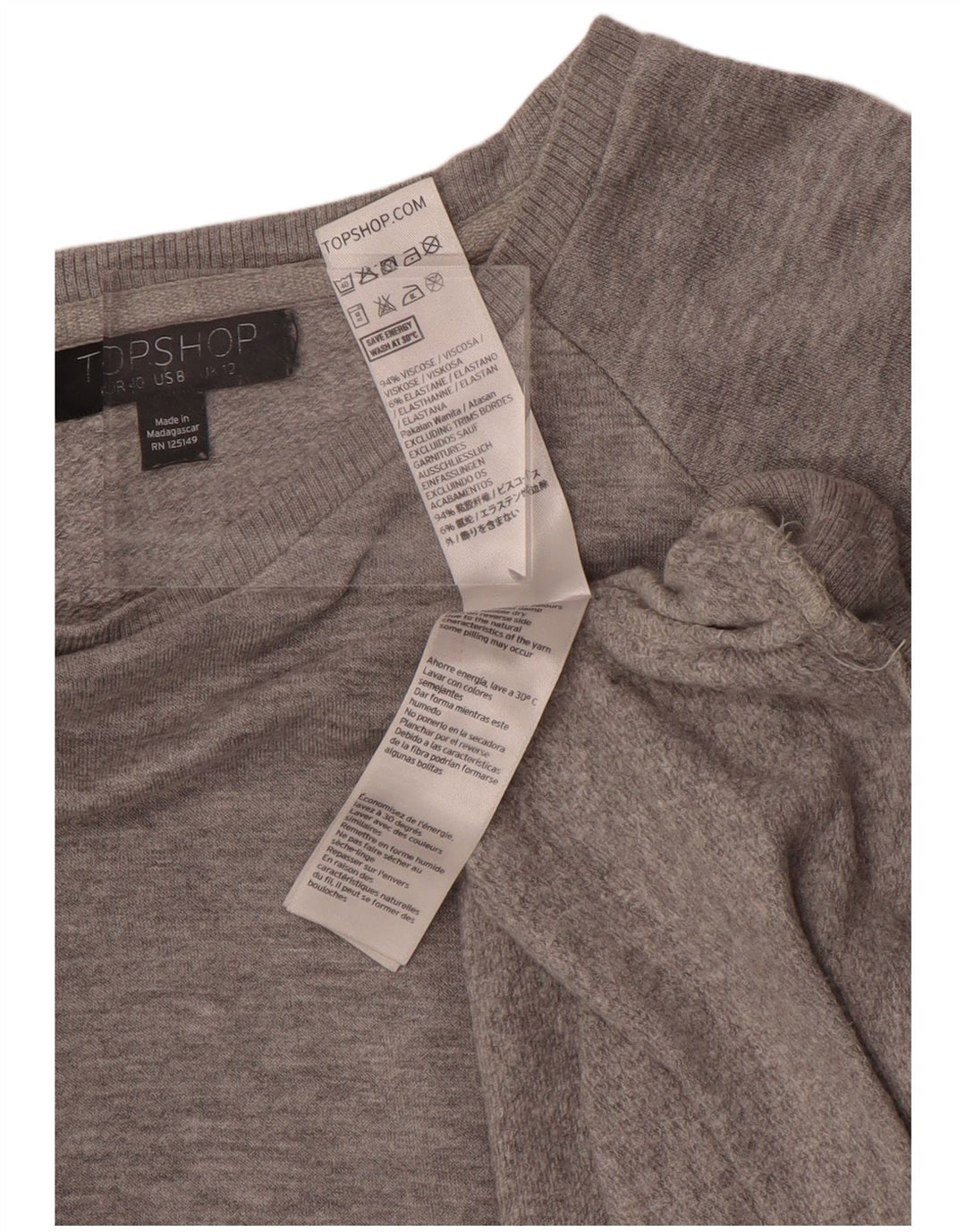 Pulover supradimensionat pentru femei Topshop UK 12 Viscoză gri mediu
