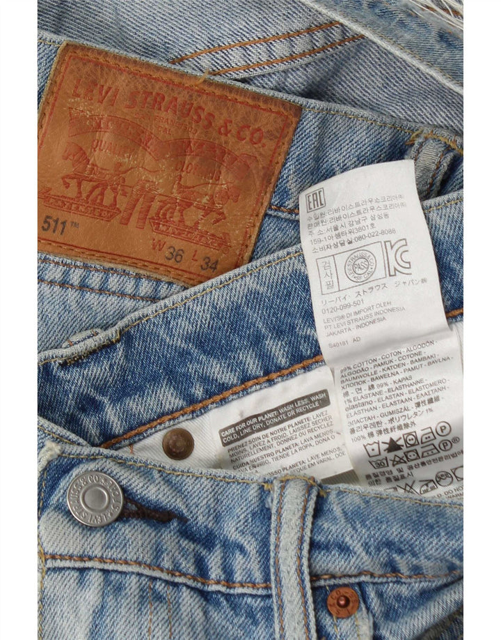 Blugi slim pentru bărbați Levi's Distressed W36 L34 Bumbac albastru