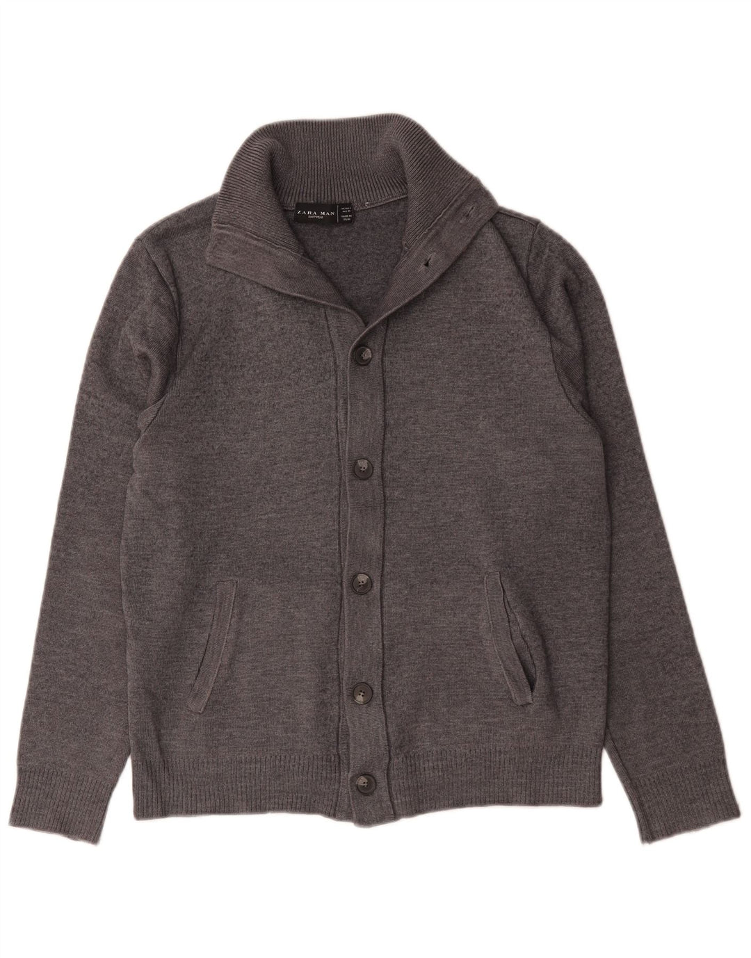 Pulover cardigan pentru bărbați Zara, lână mare, gri