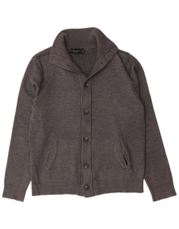 Pulover cardigan pentru bărbați Zara, lână mare, gri