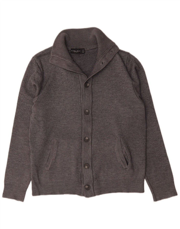 Pulover cardigan pentru bărbați Zara, lână mare, gri
