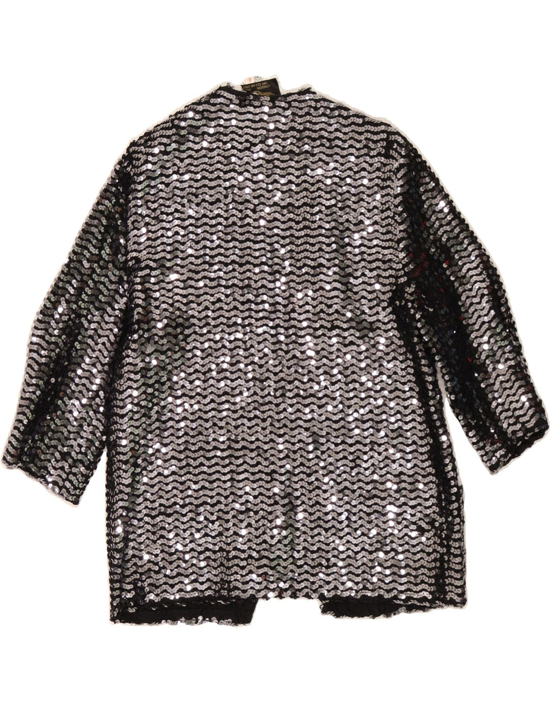 VINTAGE Womens Cardigan Top UK 14 Medium Silver Acetate Vintage Vintage and Second-Hand Vintage from Messina Hembry 