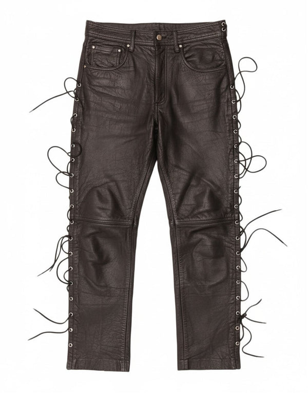 Pantaloni drepți din piele vintage pentru bărbați IT 48 Medium W30 L29 Negru