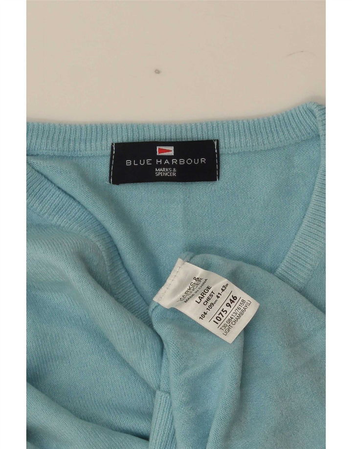 Marks & Spencer Pulover cu decolteu în V Blue Harbour pentru bărbați, acrilic mare
