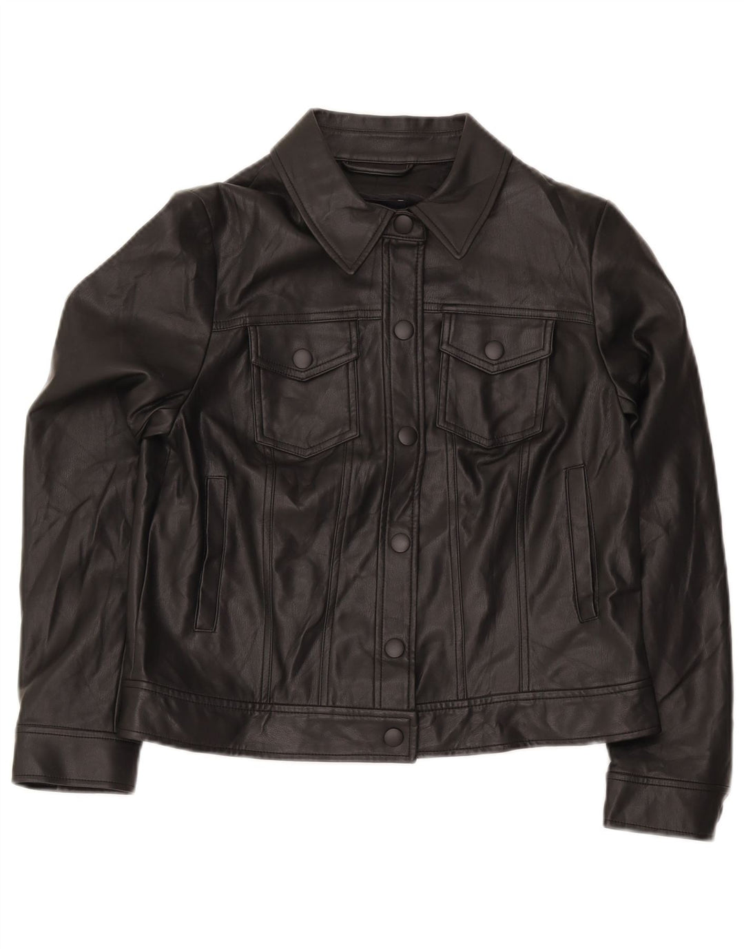 Geacă bomber din piele artificială pentru femei Marks & Spencer UK 12 Medium Black