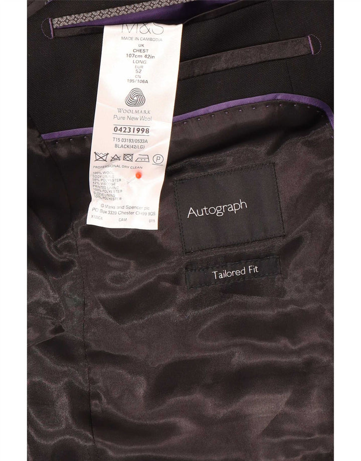 Jachetă pentru bărbați Marks & Spencer Tailored Fit, cu 2 nasturi, UK 42 Large Black