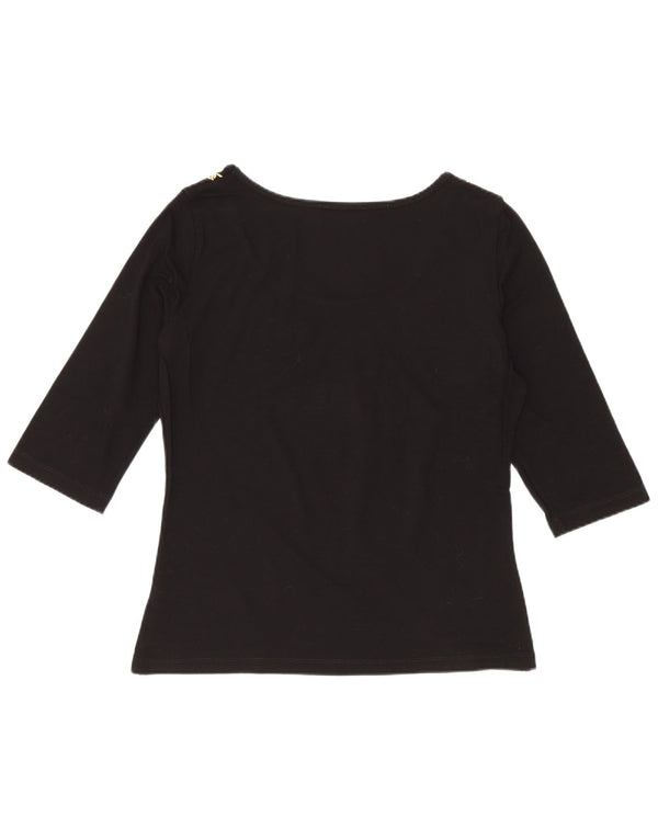 Luisa Spagnoli Top grafic pentru femei mâneci 3/4 UK 12 Medium Black Viscose