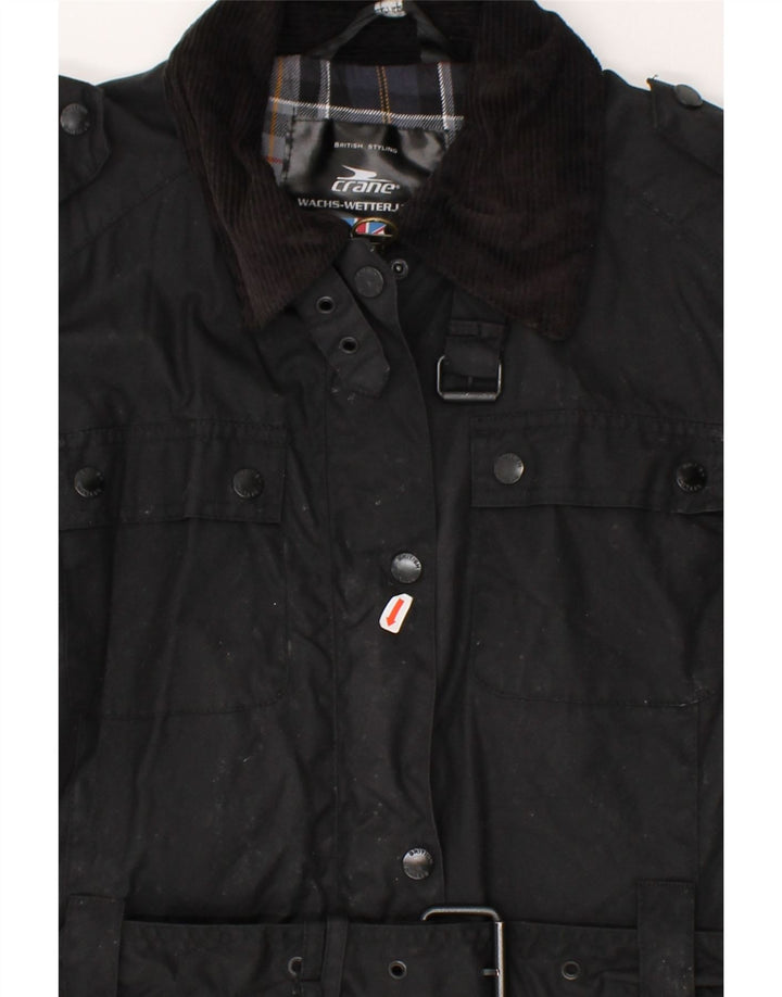 CRANE Womens Military Jacket UK 14 Medium Black Cotton Vintage Crane and Second-Hand Crane from Messina Hembry 