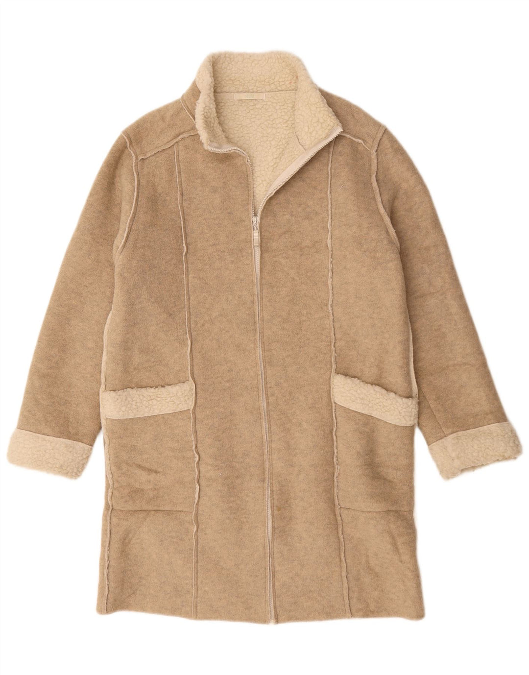 Pardesiu supradimensionat pentru femei Marks & Spencer Sherpa UK 10 Mic Bej cu pete