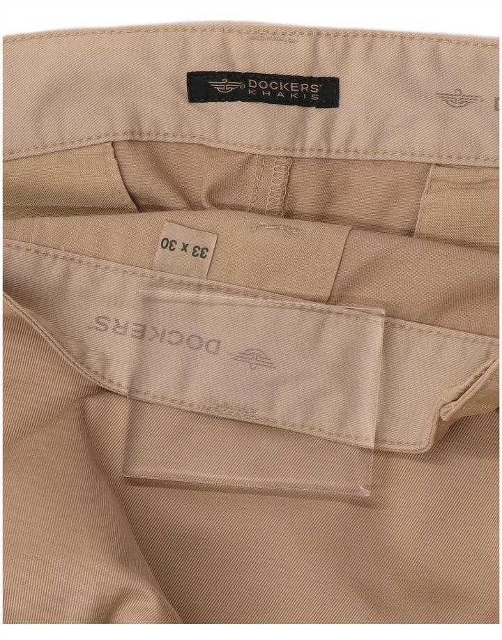 DOCKERS Pantaloni chino drepți kaki pentru bărbați W33 L30 bej