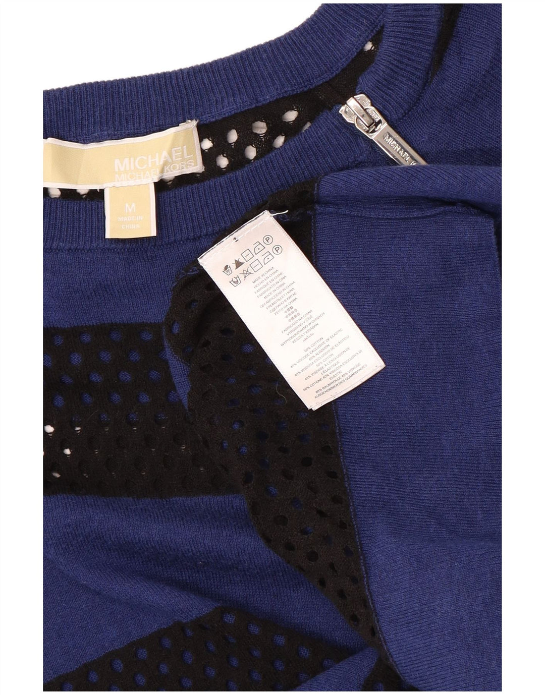 MICHAEL KORS Pulover pentru femei cu gât de barcă UK 12 Medium Blue Dunge