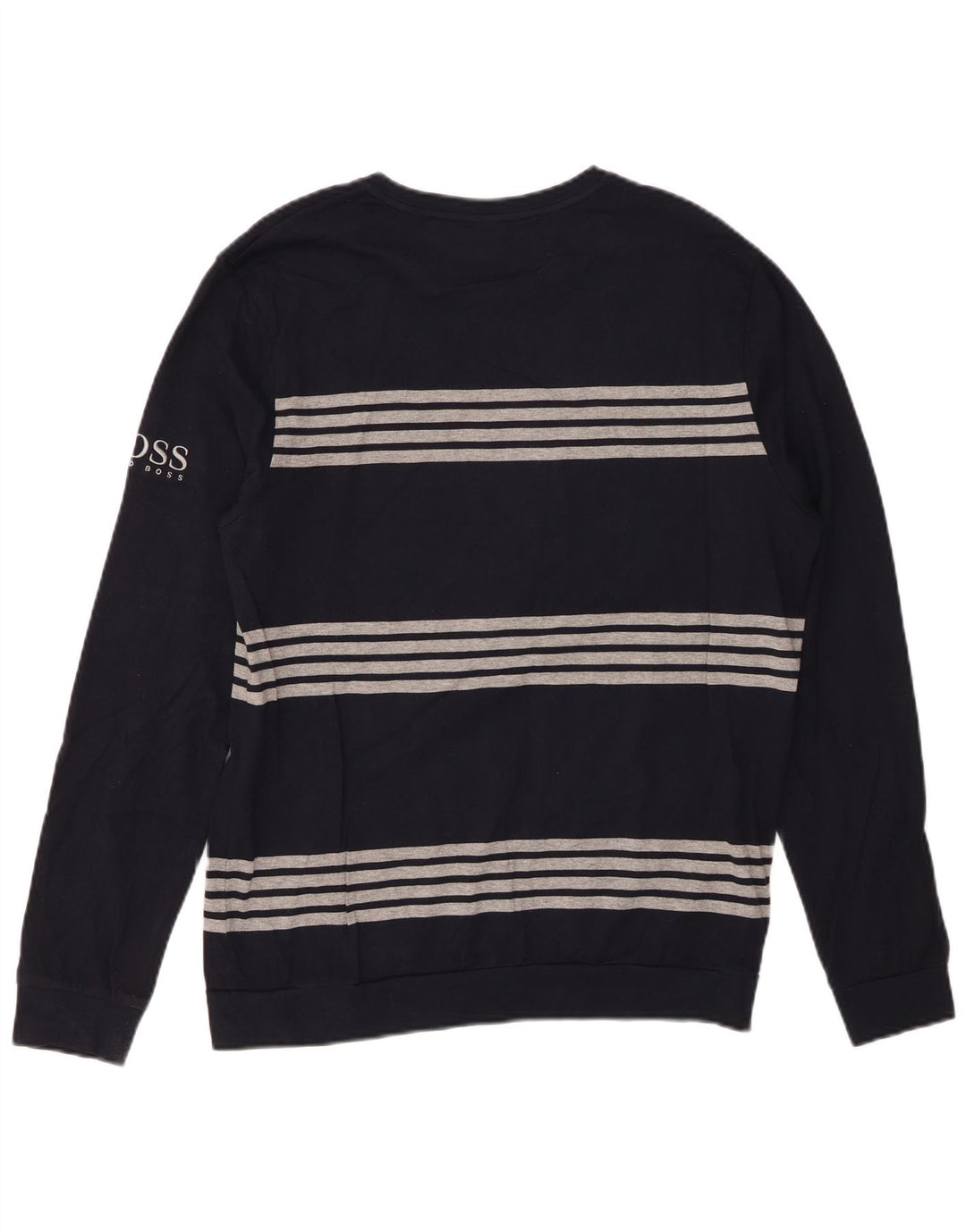 Top pentru bărbați HUGO BOSS cu mânecă lungă, mediu bleumarin, bumbac cu dungi