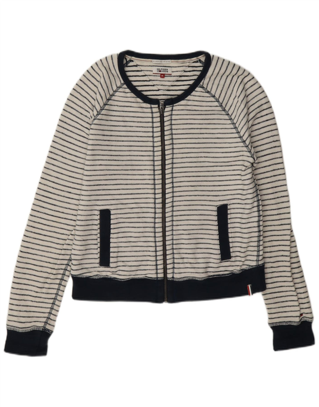 Jachetă de top pentru trening Tommy Hilfiger pentru femei UK 14 Medium White Striped