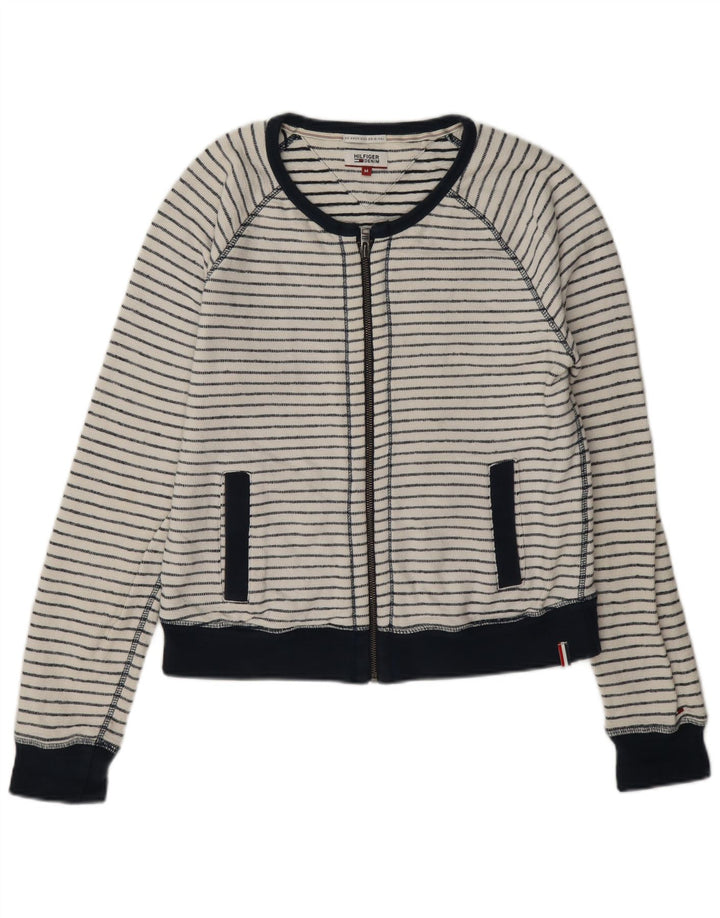 Jachetă de top pentru trening Tommy Hilfiger pentru femei UK 14 Medium White Striped
