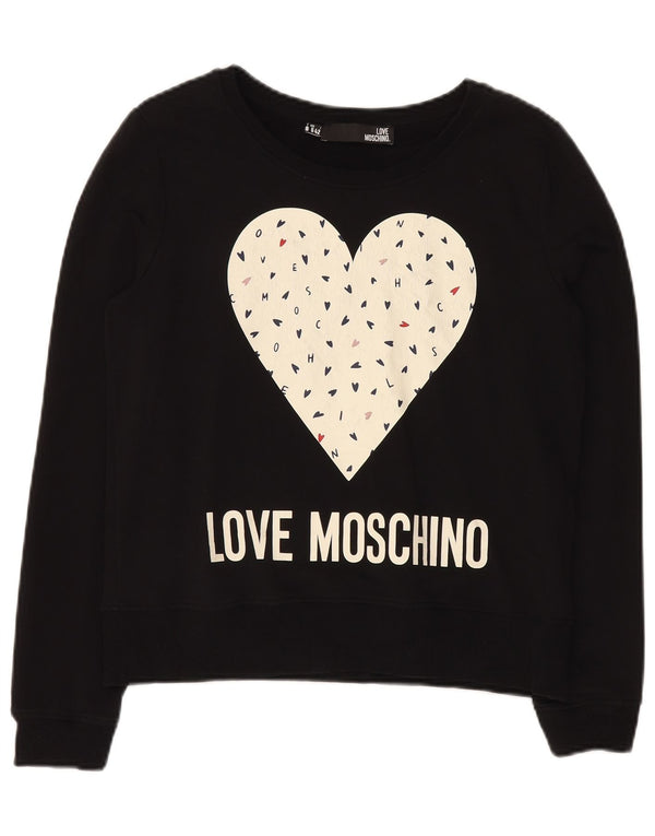 MOSCHINO Pulover supradimensionat pentru femei UK 10 Small Black Heart