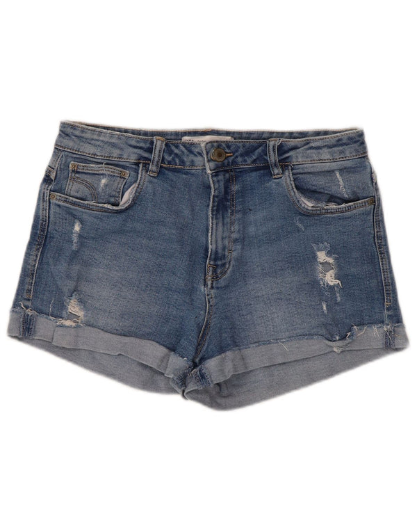 Pantaloni scurți din denim distressed Trafaluc pentru femei Zara EU 40 Medium W30 Bumbac albastru