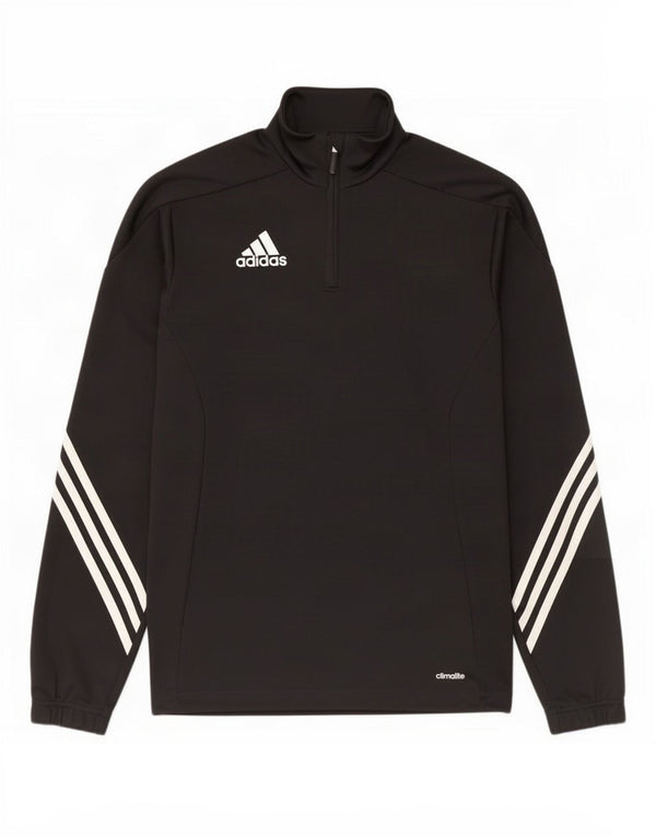 Adidas Climalite Mens Zip Neck Pullover Trening Top Mic Poliester Negru