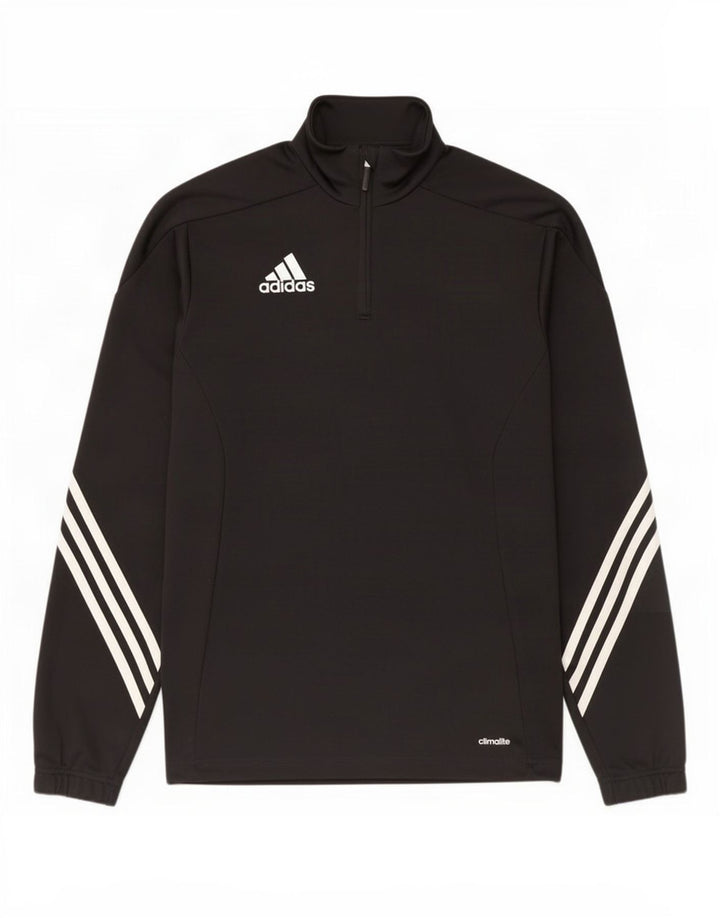 Adidas Climalite Mens Zip Neck Pullover Trening Top Mic Poliester Negru