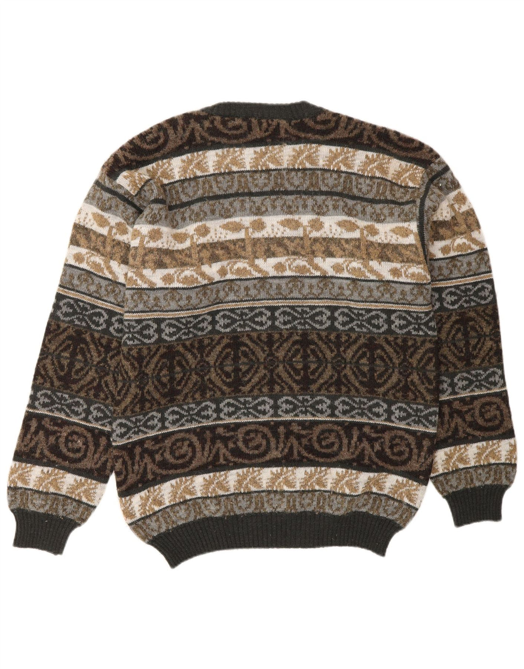 Pulover VINTAGE pentru bărbați cu gât crew pulover mediu multicolor din lână Fair Isle