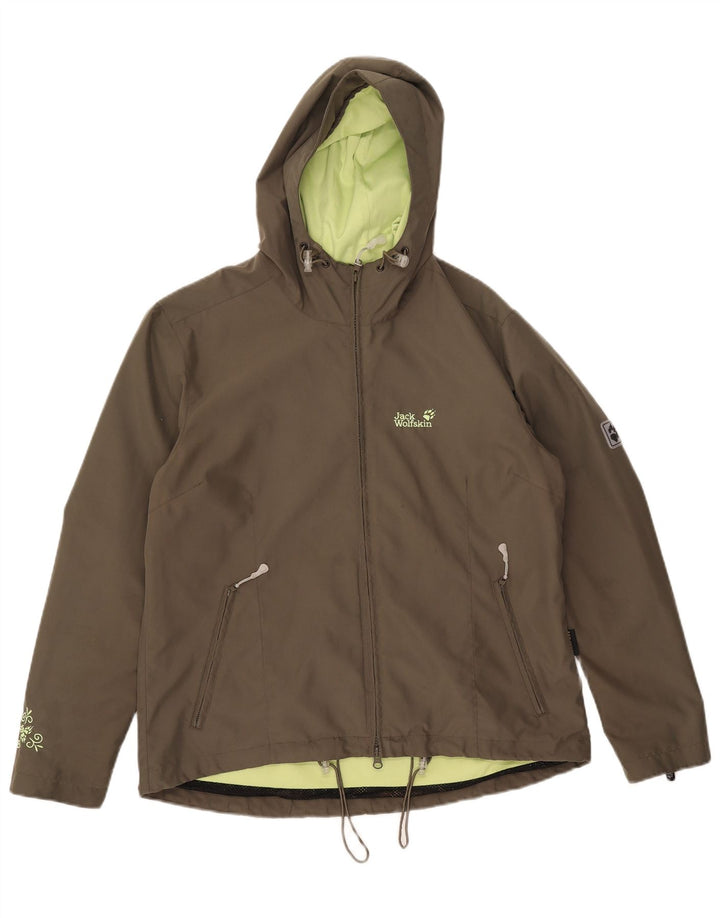 Jack Wolfskin Jachetă de ploaie cu glugă pentru femei Marea Britanie 14/16 Poliester kaki mare