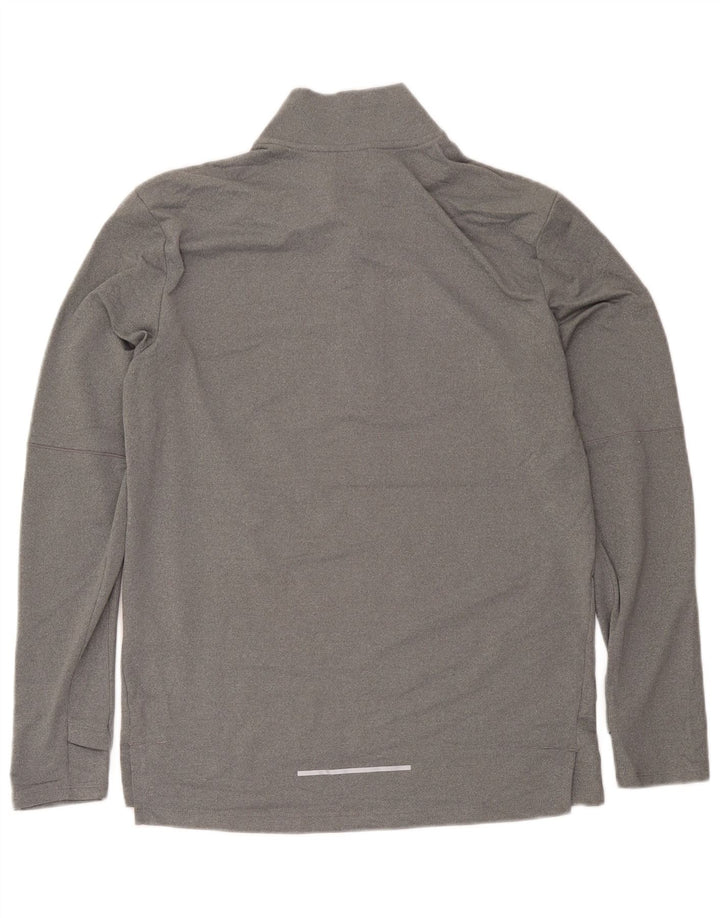 Top cu mânecă lungă pentru bărbați Dri Fit, cu fermoar, poliester, gri mediu