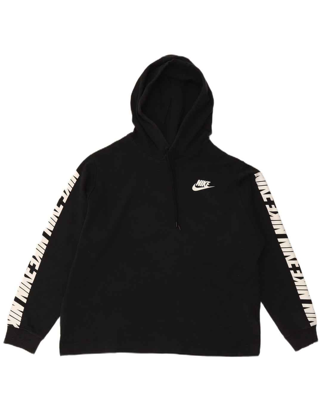 Pulover NIKE pentru damă, grafic supradimensionat, bumbac negru UK 18 XL