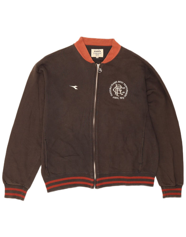 Diadora Mens Rangers Graphic Trening Top Jacket 2XL Brown Striped Bumbac