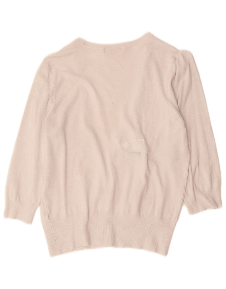 Pulover cardigan cu mâneci 3/4 pentru femei Marks & Spencer UK 14 Medium Off White