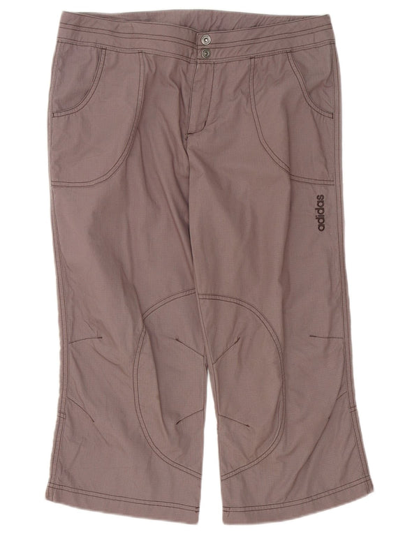 Pantaloni capri drepti Adidas pentru femei UK 12 Medium W32 L22 Bumbac gri