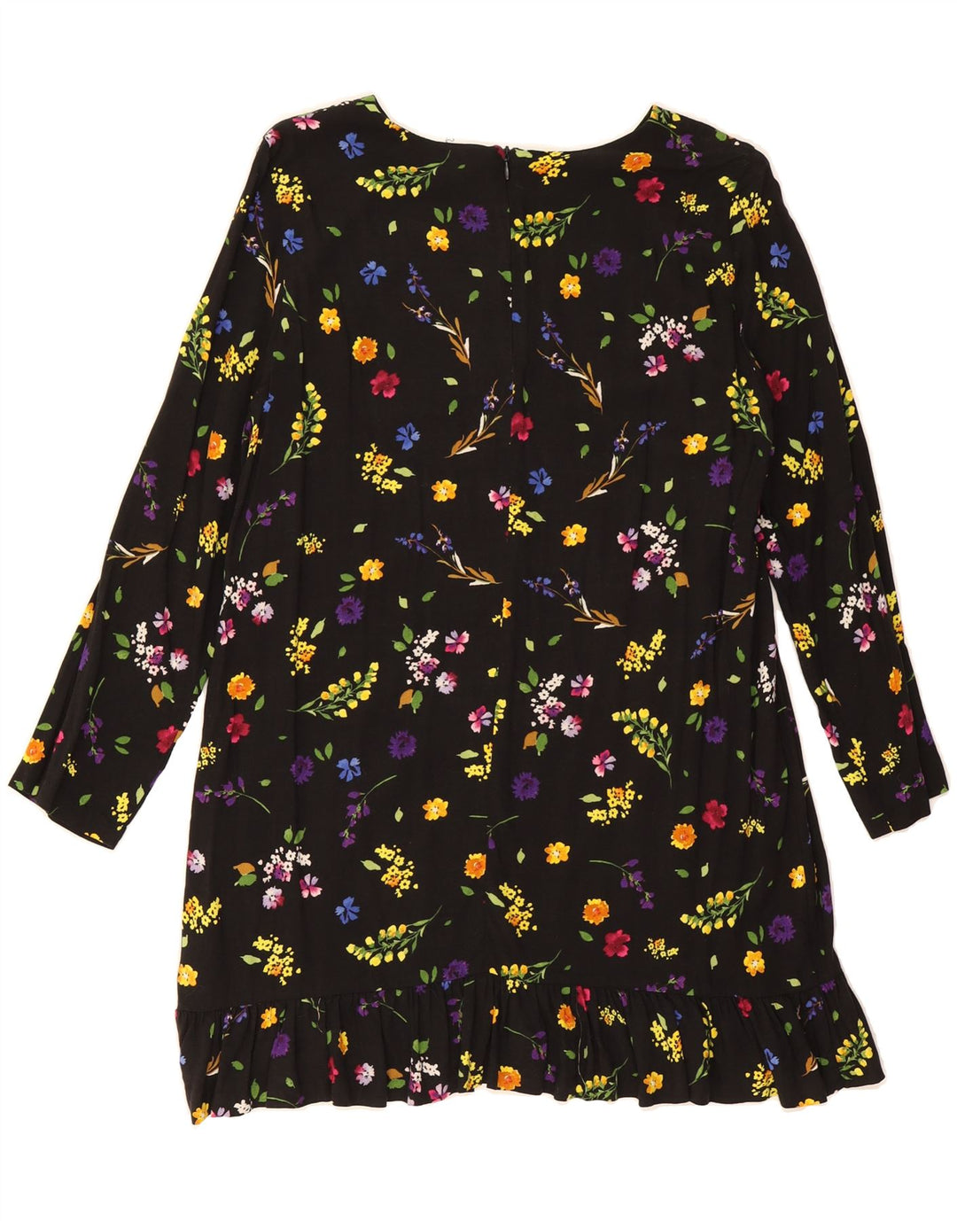 ZARA Womens Long Sleeve Basic Dress UK 16 Large Black Floral Vintage Zara and Second-Hand Zara from Messina Hembry 