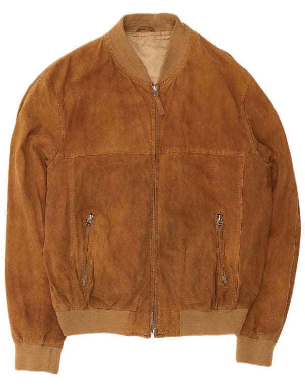 Bomber vintage pentru bărbați din piele intoarsa UK 42 XL din piele maro