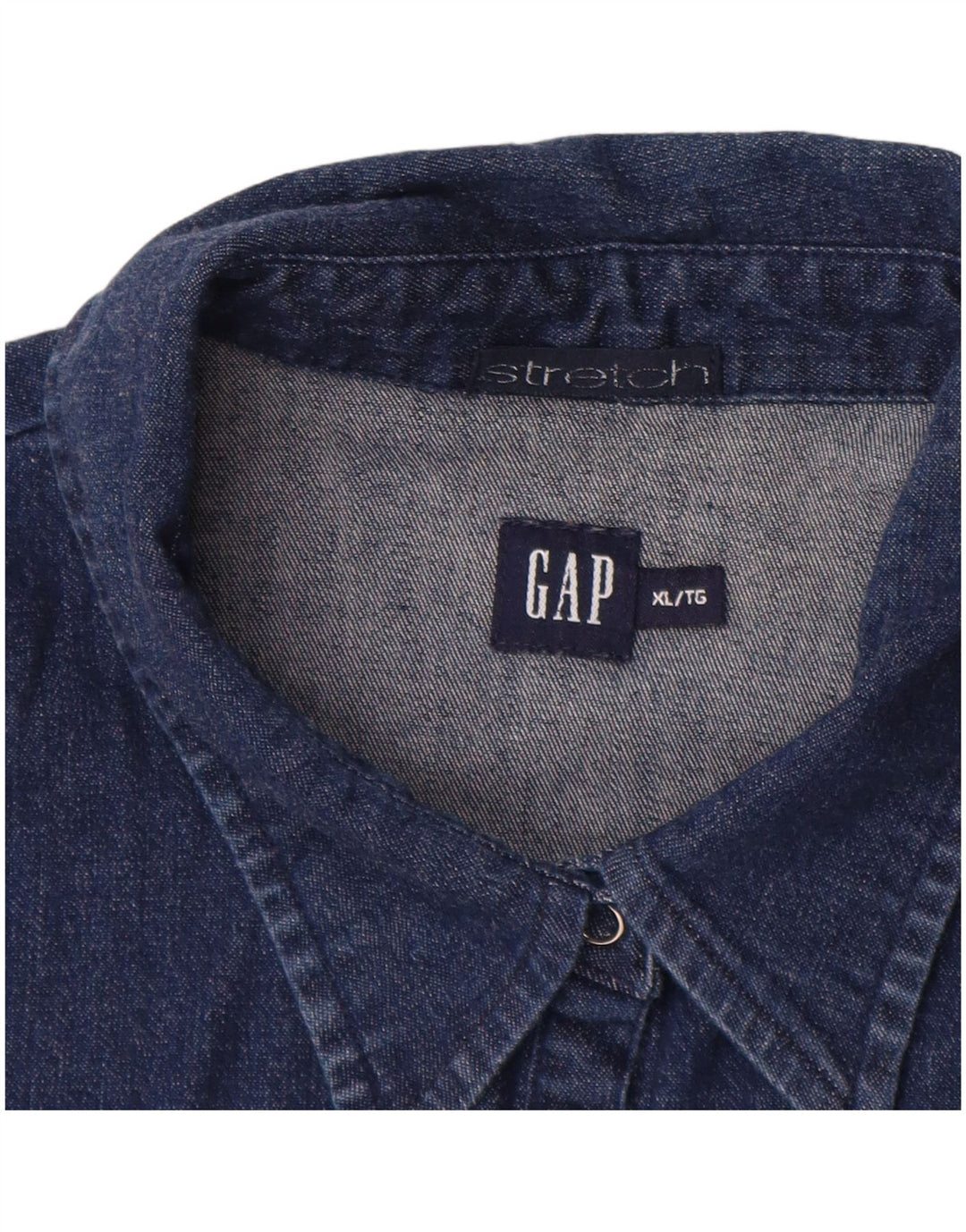 Cămașă denim elastică pentru femei GAP cu mâneci 3/4 UK 18 XL bumbac bleumarin