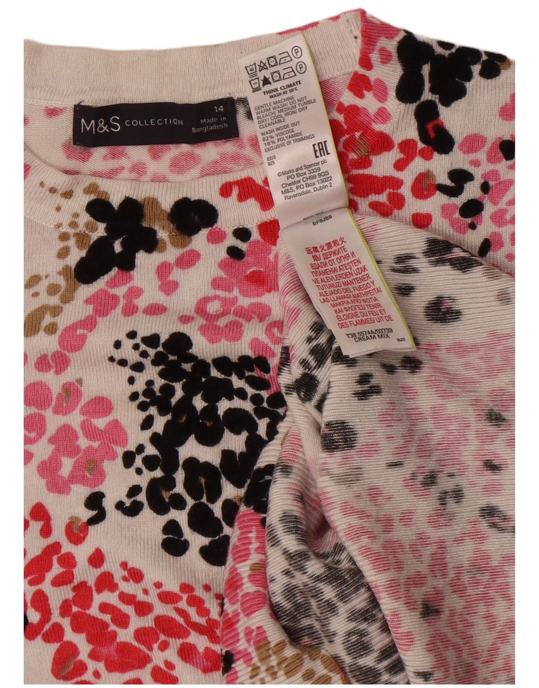 Pulover pentru femei Marks & Spencer cu decolteu triplu UK 14 mare, multicolor
