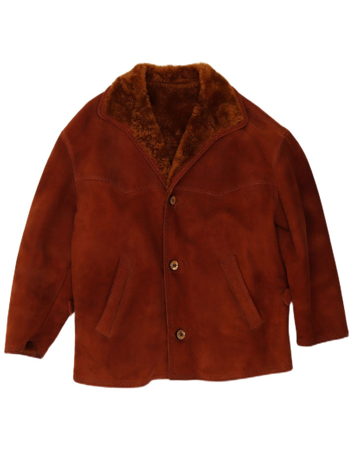 Jachetă vintage pentru bărbați din shearling UK 38 maro mediu