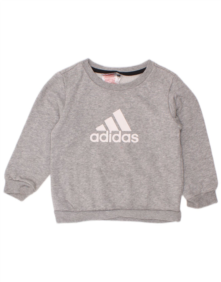 Pulover cu grafic pentru băieți Adidas, 2-3 ani, bumbac cu pete gri