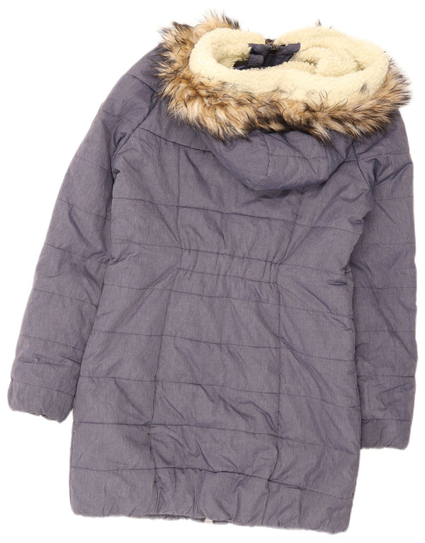 Jachetă căptușită cu glugă Superdry pentru femei UK 14 Medium Blue Nylon