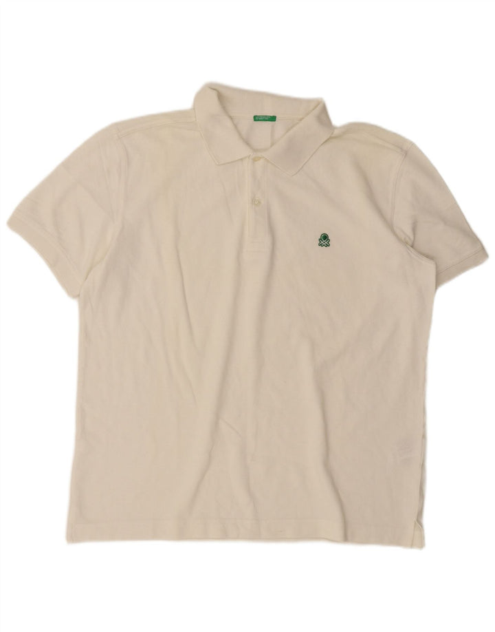 Tricou polo pentru bărbați Benetton XL, bumbac alb