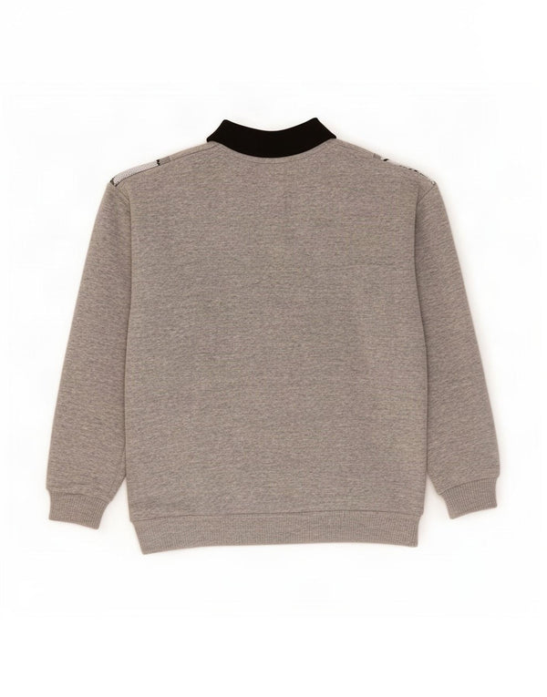 Hanorac vintage pentru bărbați cu gât polo Jumper mare, gri, geometric