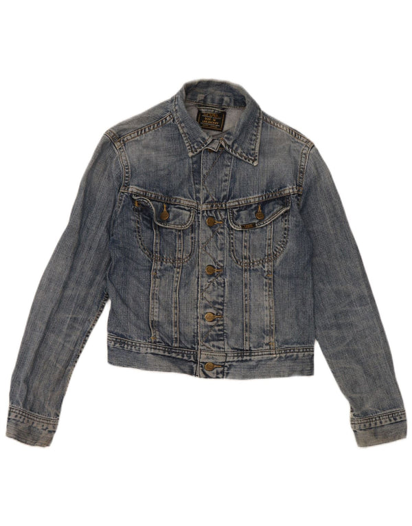 Jachetă Lee de denim crop pentru femei UK 12, bumbac albastru mediu