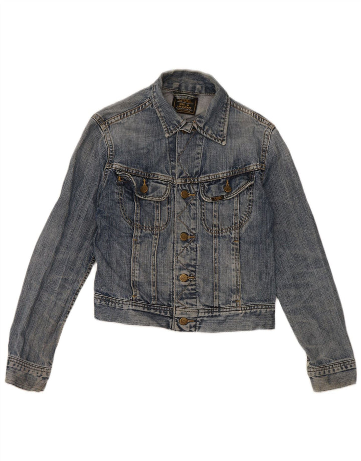 Jachetă Lee de denim crop pentru femei UK 12, bumbac albastru mediu