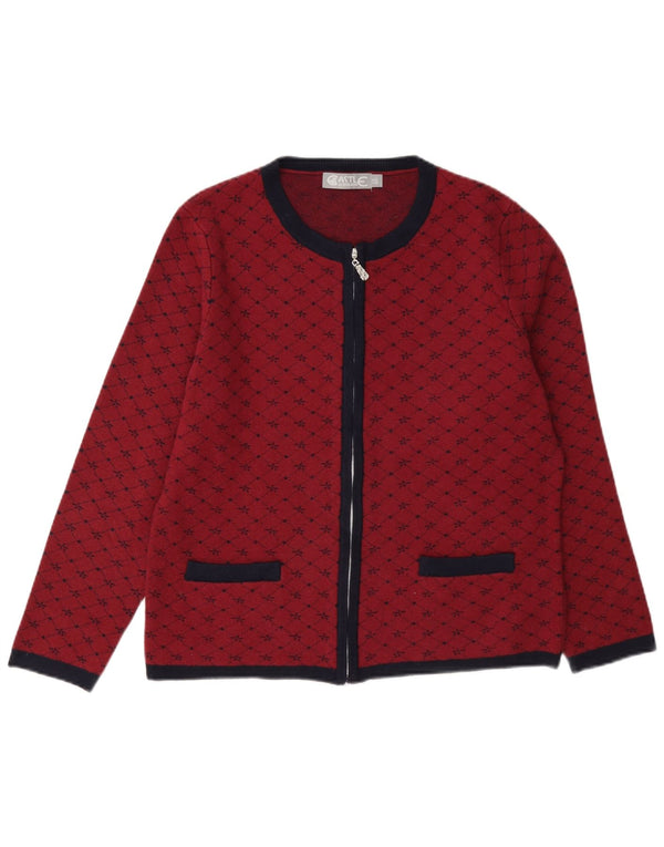 Pulover Cardigan pentru femei Castle of Ireland UK 14 Medium Red Check Viscose