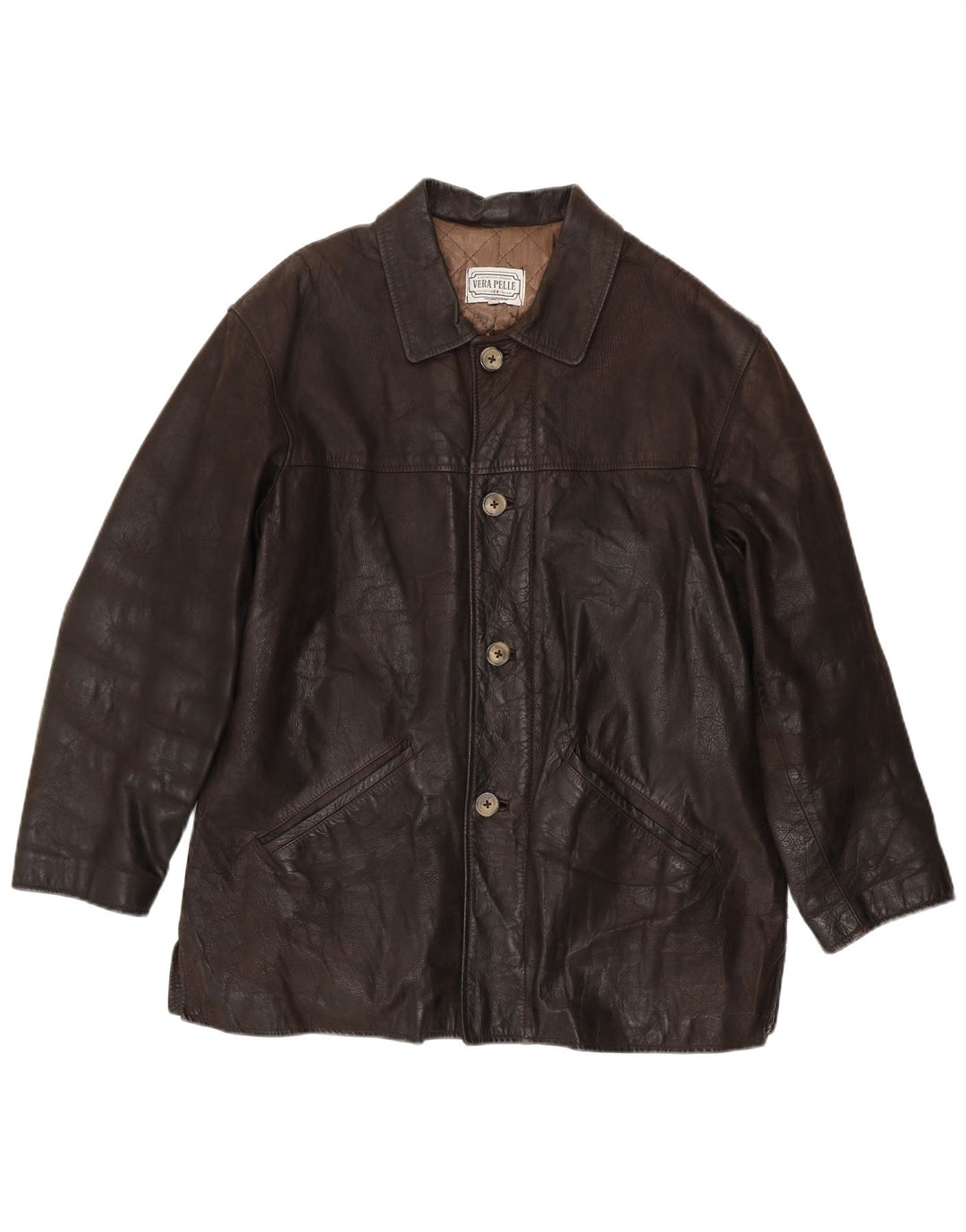 Jachetă din piele vintage pentru bărbați IT 54 2XL din piele maro