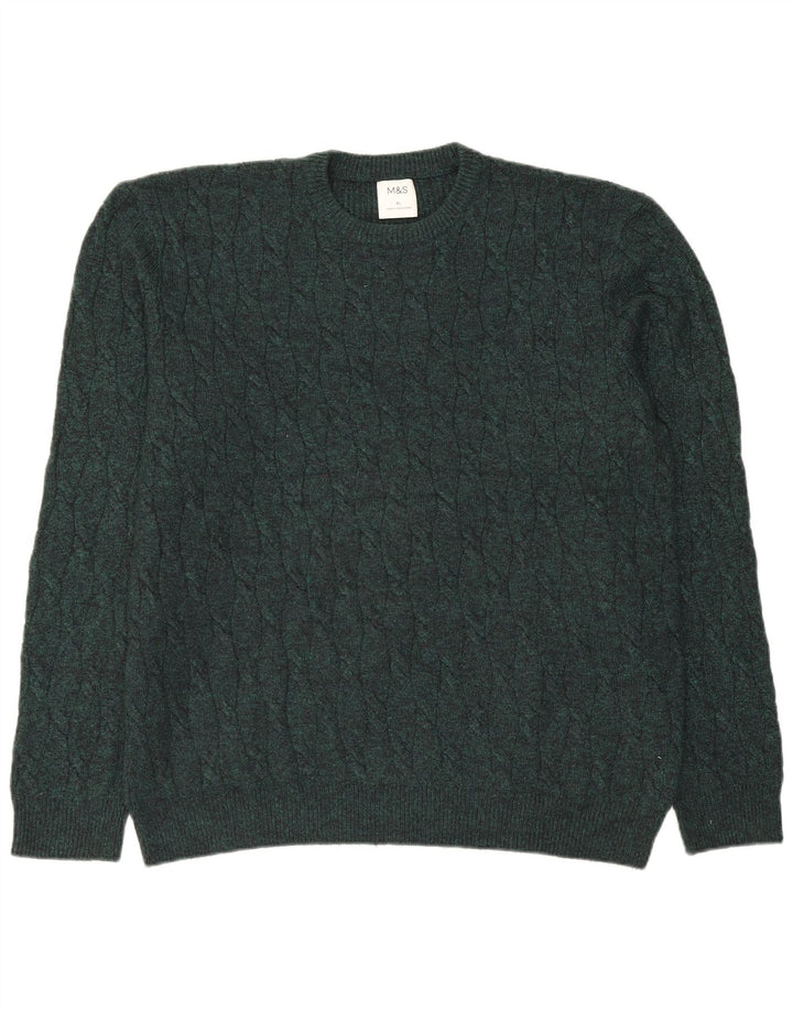 MARKS & SPENCER Pulover pentru bărbați cu gât crew pulover XL, verde, poliamidă