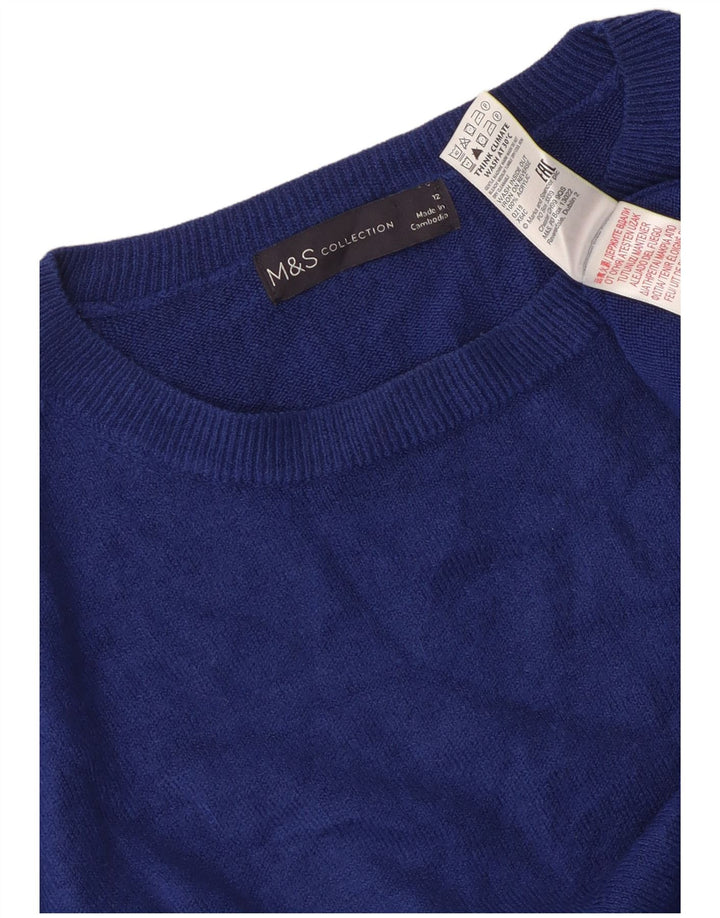 Pulover pentru femei Marks & Spencer cu gât de barcă UK 12 Medium Blue Acrylic