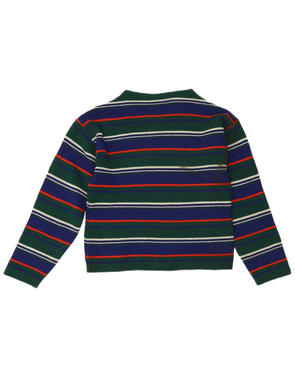 Pulover vintage cu gât țestoasă pentru femei IT 42 verde mediu cu dungi