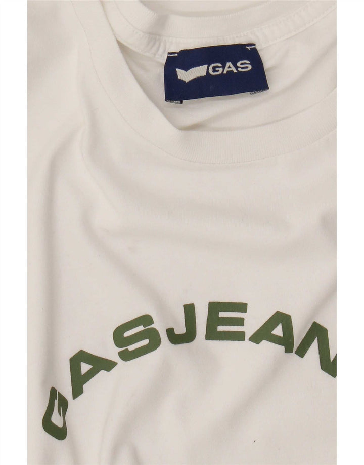 Tricou grafic pentru bărbați Gas Top Mediu Alb